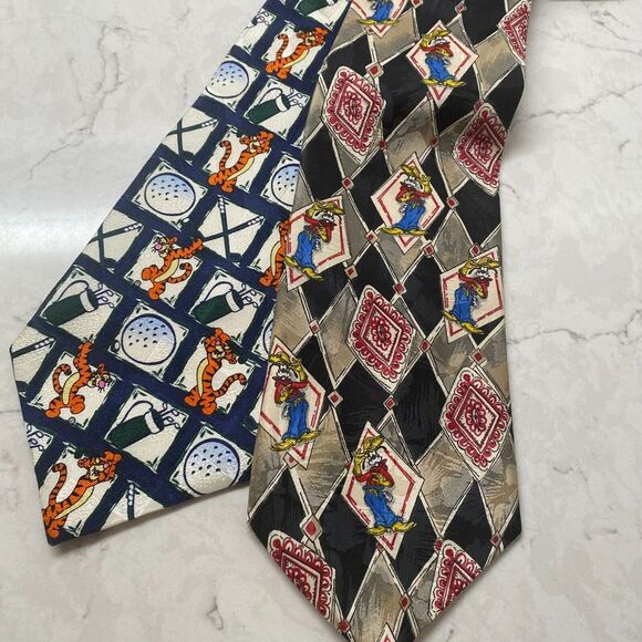 Disney Tigger & Goofy Men's Silk/Polyester Diamond/Golf Print Neck Tie 2 pcs - Picture 8 of 8